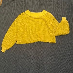 Off the shoulder mustard sweater